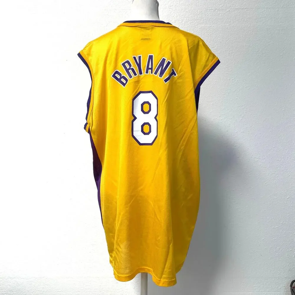 Champion LA Lakers Kobe Bryant #8 NBA Basketball Yellow/Purple Jersey Size 48/XL - Picture 5 of 12